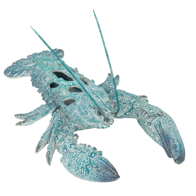 Teal Blue Coral Lobster Statue Figurine - Ocean Decor Beach House Accent - Coral Reef Coastal Nautical Tabletop Decor (12.25" x 8.25")