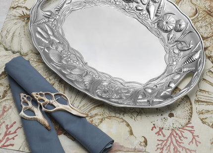 Wilton Armetale Coastal Handle Serving Tray, 16-Inch-by-11.75-Inch, Silver