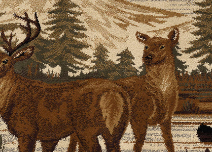 Oak Deer Brown 5x7 Area Rug Cabin for Living Room - Bedroom or DiningRoom - Lodge, Novelty Deer Syle Farmhouse Rugs & Rustic Indoor Carpet