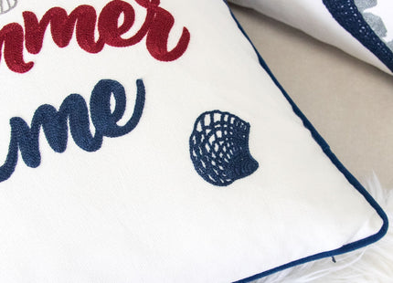Homey COZY Embroidery White Velvet Starfish Throw Pillow Cover,Summer Sea Nautical Decorative Pillow Case Coastal Beach Theme Home Decor 20x20,Cover Only