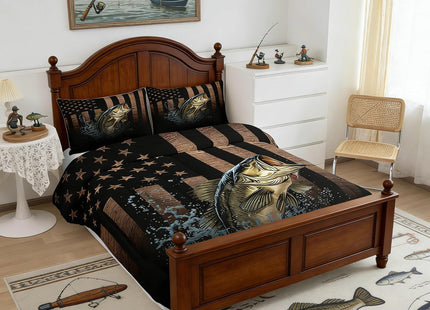 Feelyou American Flag Fishing Hunting Comforter Set Full Size Kids Boys