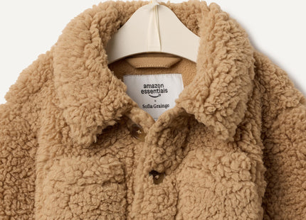 Amazon Essentials x Sofia Grainge Baby Boys' Sherpa Fleece Overshirt Jacket, Camel, 12 Months