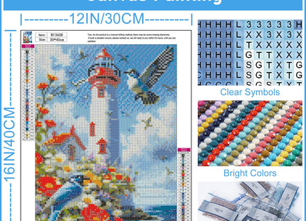Lighthouse Diamond Art Kits for Adults, Home Wall Decor Gift 12" x 16"