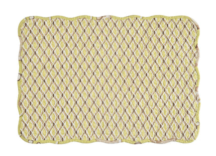 C&F Home Baker Cotton Quilted Reversible Machine Washable Green Seashell Vintage Design Placemat Set of 6 Scalloped Edges Coastal Beach Ocean for Kitchen or Dining Table Rectangular Placemat Set of 6