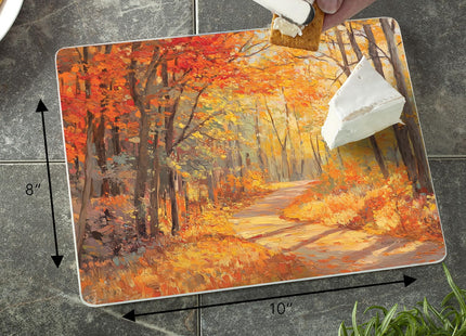 CounterArt Autumn Woodland 3mm Tempered Glass Cutting Board 10" x 8"