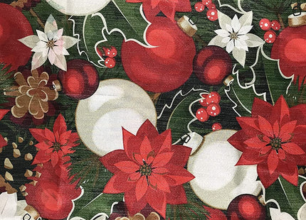 Christmas Vintage Poinsettia Pinecone Fabric Shower Curtain for Bathrooms