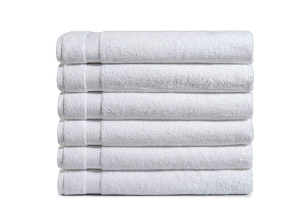 Amazon Basics 6-Pack Bath Towels, 100% Ring Spun Cotton, 600 GSM, Lightweight and Highly Absorbent, Quick Drying, Hotel Quality, 27 x 54 inches, White
