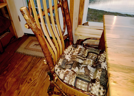 Barnett Home Decor Peters Cabin Dining Chair Pad with Ties - Size Medium 16.5 x 18 - Latex Foam Fill Cushion - Woodlands Rustic Lodge & Lake House Décor (Bear, Moose, Deer, Pine Cones, Waterfowl)