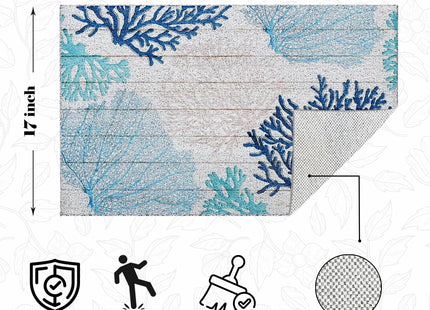 Luvadian Coral Beach Permeable Bottom Door Mat - Nautical Welcome Mat, Beachy Room Decor, 17x30 Inch