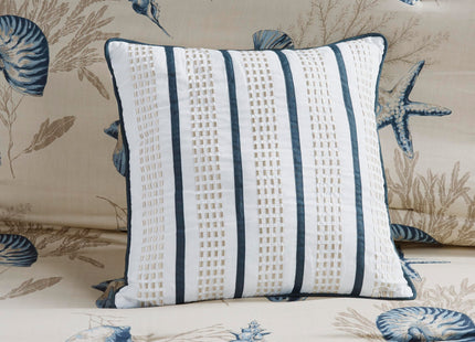 Madison Park Cotton Coastal Starfish Blue Queen Comforter Set, 7pc