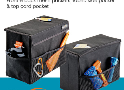 Carganizer Car Storage Bin with Lid for Front Seat, Back Seat or Trunk