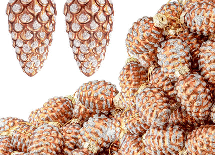Sliner 36 Pcs Pine Cone Glass Ornaments, Sparkling Pinecone Xmas Decor