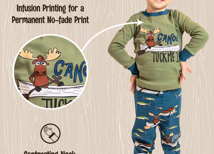 LazyOne Long-Sleeved Kids' Pajamas for Girls and Boys, Canoe Tuck Me In, 10