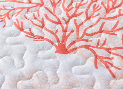 Soul & Lane - Coral Coastal Quilt Set, Beach Bedding, King with 2 Shams