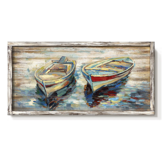 Nautical Boat Wood Wall Art, Coastal Beach Sailing Picture, 40x20 Inches