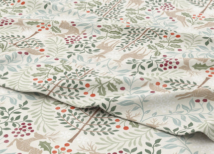 Great Bay Home Christmas Flannel Sheet Set Twin Size - 100% Turkish Cotton, Double-Brushed, Winter Bed Sheets - Ultra-Soft, Cozy, 3-Piece Holiday Bedding Set (Woodland Deer)