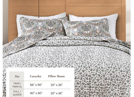 Great Bay Home Twin/Twin XL Quilt Set - 2-Piece Holiday Lodge Printed Bedding Set - Soft, Lightweight, Winter Bedspread (Woodland Deer)