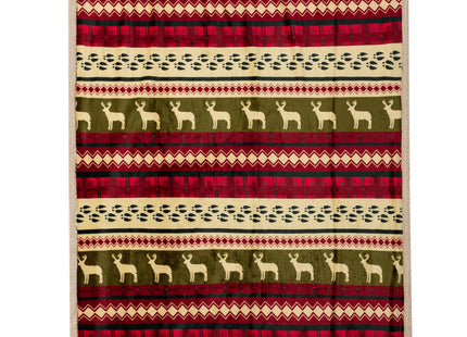 PAVILIA Premium Christmas Sherpa Throw Blanket, Green Red Cabin Design with Reindeer Print, Ultra Soft Reversible Fleece & Sherpa 50x60 Cozy Winter Blanket, Cozy Christmas & Holiday Decor