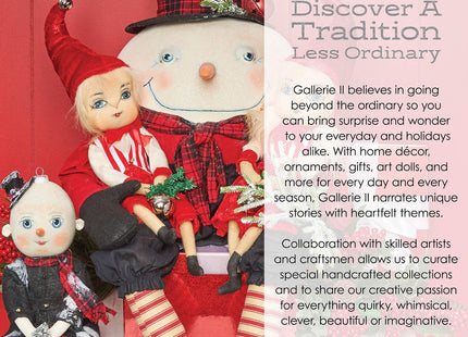 GALLERIE II Blue Plaid Scarf Snowman Chickadee Small Christmas Figurine