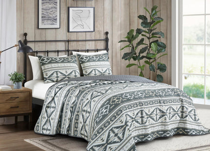 Chezmoi Collection 2-Piece Quilt Bedding Set Country Cabin Lodge Camping Outdoor Wilderness Microfiber Printed Bedspread Set, Twin, Green