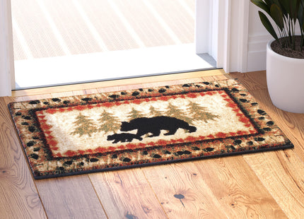 Masada Masada Rugs 2'x3' Cabin/Lodge Theme Area Rug with Bear and Cub Scene
