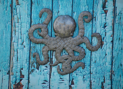 It's Cactus Octopus Metal Wall Art, Sea Life Ocean Decor, Beach Themed Artwork, Nautical Decorative Figurines 14 in. x 15 in.