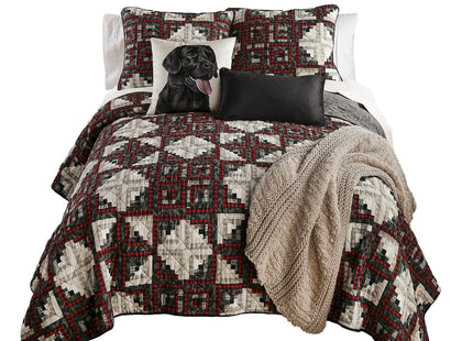 Donna Sharp Log Cabin Star Cotton Quilted Bedding Set, Twin Size, 68" x 90"