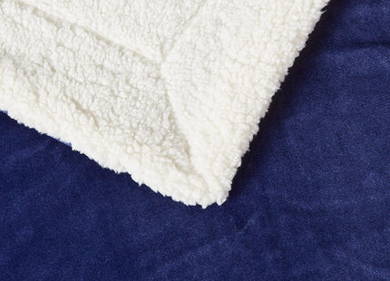 Amazon Basics Reversible Sherpa Throw Blanket, Warm for Bed and Couch, 50"x60", Navy