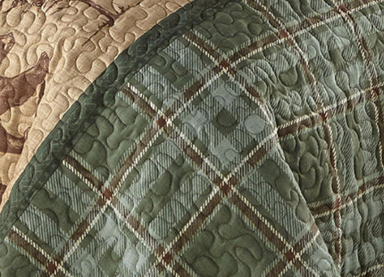 BLACK FOREST DECOR Sage Bear & Moose Wildlife Quilt Bed Set 90" Wx90 L