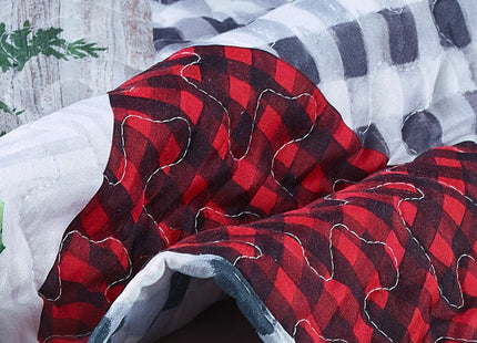 Virah Bella Country Lodge Patchwork 3-Piece Full/Queen Quilt Set - Buffalo Plaid Bear, Moose & Snowman Bedspread Coverlet - All-Season Rustic Winter Bedding with 2 Standard Shams, 90" x 90"