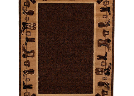 CHAMPION RUGS Lodge Cabin Country Western Theme Cowboy Boots Area Rug (3 Feet 10 Inch X 5 Feet 2 Inch)