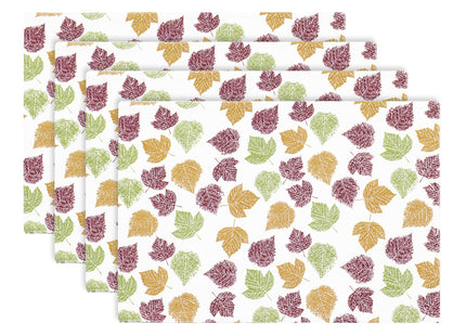 PurpleEssences Printed Placemats 13x19 in Set of 4 - Autumn Leaves