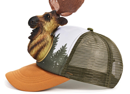 3D Moose Trucker Hat, Funny Novelty Mesh Snapback Cap for Men & Women