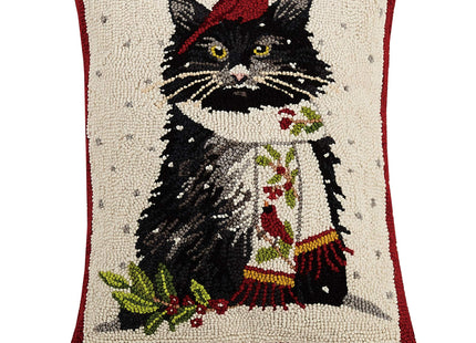 Holiday Cat Pillow with Cardinal by Peking Handicraft