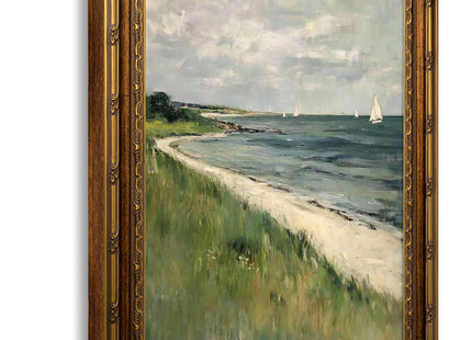 SKZMBTI Vintage Gold Framed Coastal Wall Art Beach Painting Prints