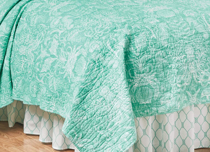C&F Home Blue and White Turquoise Bay Twin 2 Piece Cotton Quilt Set Summer Beach Ocean Coastal Reversible Machine Washable Lightweight Bedspread Coverlet Twin 2 Piece Set Blue