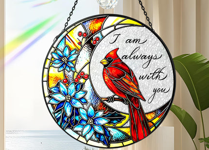 Cardinal Glass Suncatcher Gift for Bird Lovers (Red Cardinal,7.8in)
