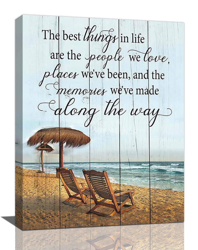 Beach Coastal Bathroom Wall Art Motivational Ocean Wall Decor Nautical Pictures Canvas Prints Painting Beach Decorations Framed Artwork for Bathroom Living Room Bedroom 12"x16"