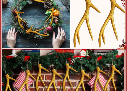 Sumind 20 Pcs Deer Antler Ornaments 4 Tines Faux Deer Christmas Decor