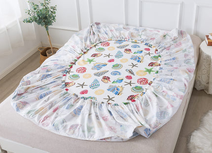 FADFAY Beach Themed Sheets Set Full Vivid Starfish Seashell Conch Nautical Bedding Coastal Ocean Bed Sheet Set 600TC 100% Cotton Super Soft Hypoallergenic Deep Pocket Fitted Sheet, 4Pcs-Full Size