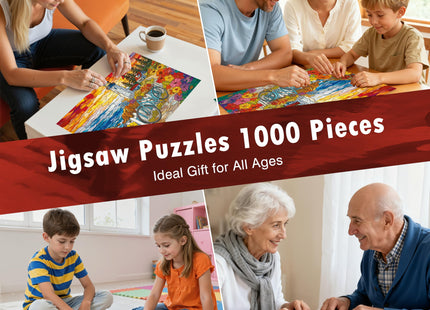 Puzzles for Adults 1000 Pieces Stained-Glass Lighthouse, Sunset Coastal Lighthouse Adults Puzzles Flowers Bike Letter on Back No Dust, Matte Finish Seaside Jigsaw Puzzles Home Decor, Gifts Games