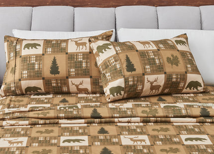 Great Bay Home Full Size Microfiber Sheet Set - 4-Piece Lodge Bed Sheets - Ultra-Soft and Smooth Brushed Microfiber Woodland Decor Bedding (Stonehurst)