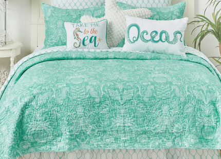 C&F Home Blue and White Turquoise Bay Twin 2 Piece Cotton Quilt Set Summer Beach Ocean Coastal Reversible Machine Washable Lightweight Bedspread Coverlet Twin 2 Piece Set Blue
