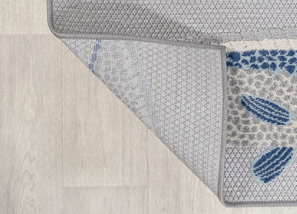 Eyely Fish High-Low Runner Rug 2X8 Gray/Navy, Nautical Indoor Outdoor Rug