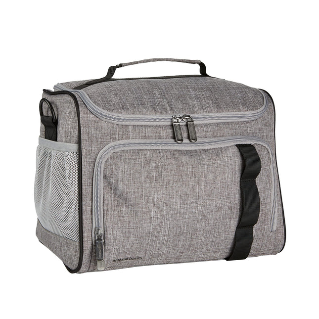 Amazon Basics Leakproof Reusable, Portable Soft Insulated Cooler Lunch Bag, Stays Cold for Hours, 24 Can Capacity, Adjustable Shoulder Strap, Gray