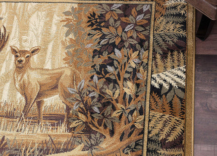 Fern Deer Beige 5x7 Area Rug for Living Room & Bedroom or DiningRoom - Cabin, Farmhouse Lodge Style Rustic Indoor Carpet