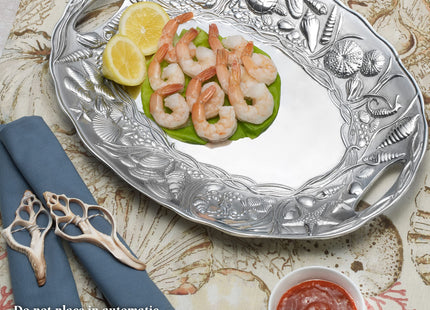 Wilton Armetale Coastal Handle Serving Tray, 16-Inch-by-11.75-Inch, Silver