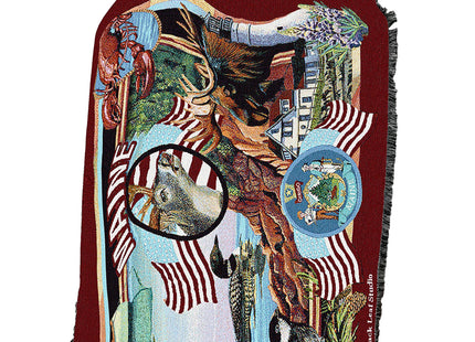 Pure Country Weavers State of Maine Blanket by Dwight D Kirkland - Gift Tapestry Throw Woven from Cotton - Made in the USA (72x54)