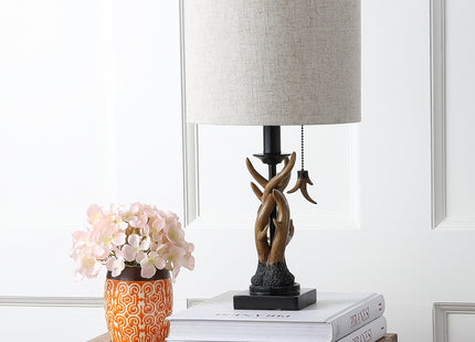 JONATHAN Y Gaston Rustic Faux Antler Resin Table Lamp 20.5", Brown