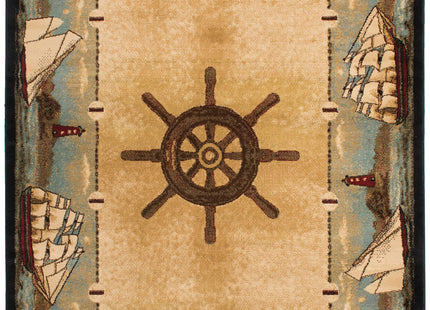 Rug Empire Coastal Sailboat Area Rug Blue 26" W x 39" L